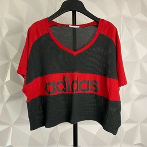 Jeremy Scott | Adidas Originals Oversized Crop Top | Red | Black